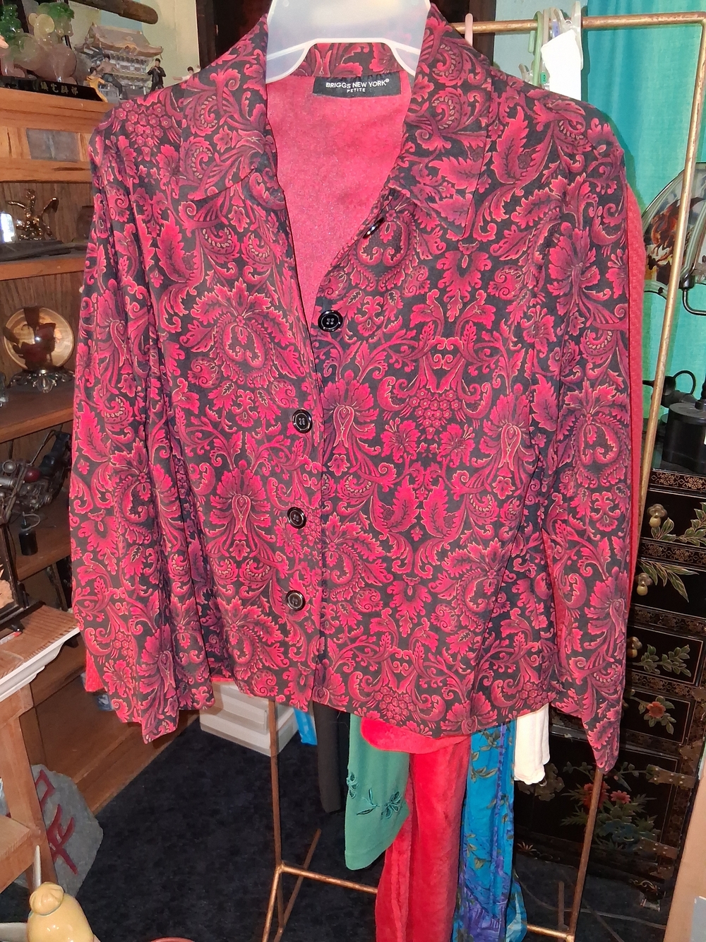 Briggs New York Red and Black Paisley Blazer